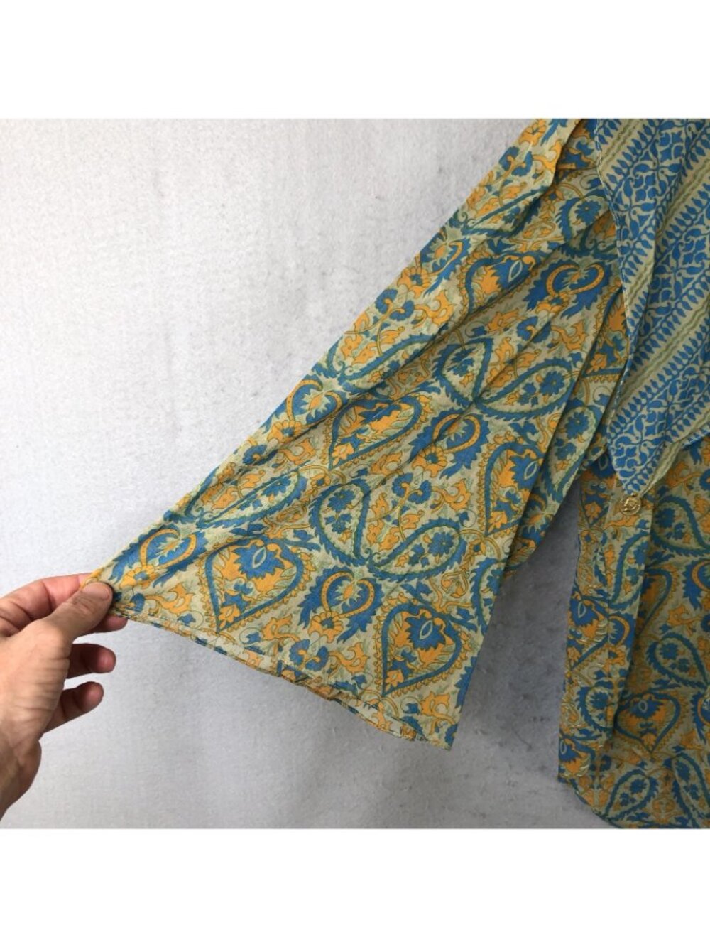 Vintage Fairy Grunge Top Womens S Blue Paisley Coin Trim Boho Festival Statement - Picture 7 of 16
